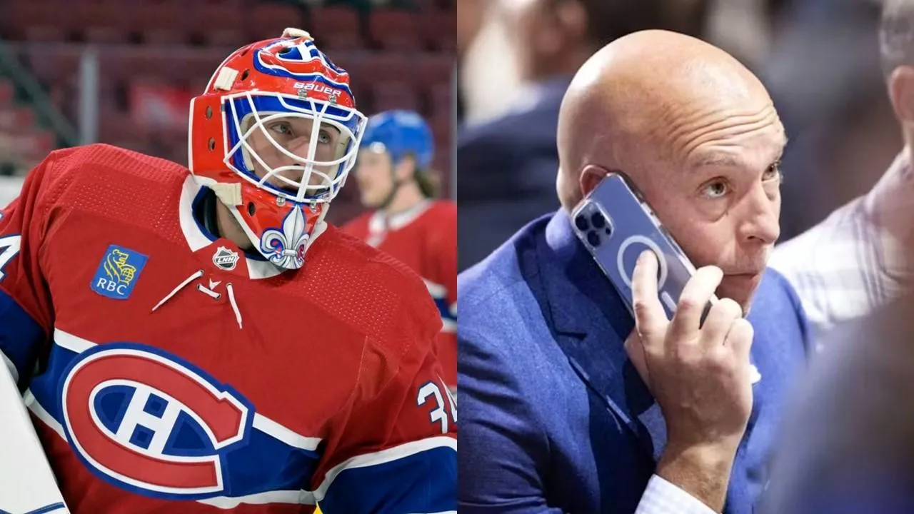 Jake Allen avec le Canadien et Kent Hughes au téléphone