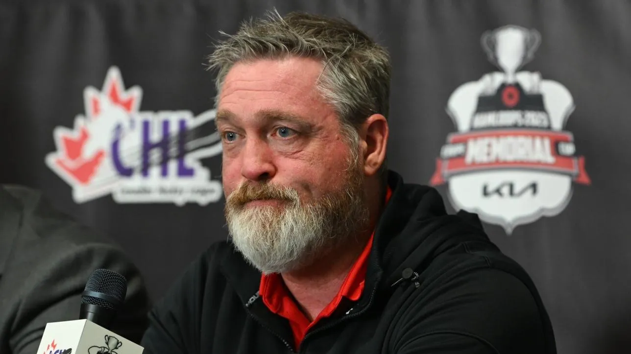 Patrick Roy during a press conference.