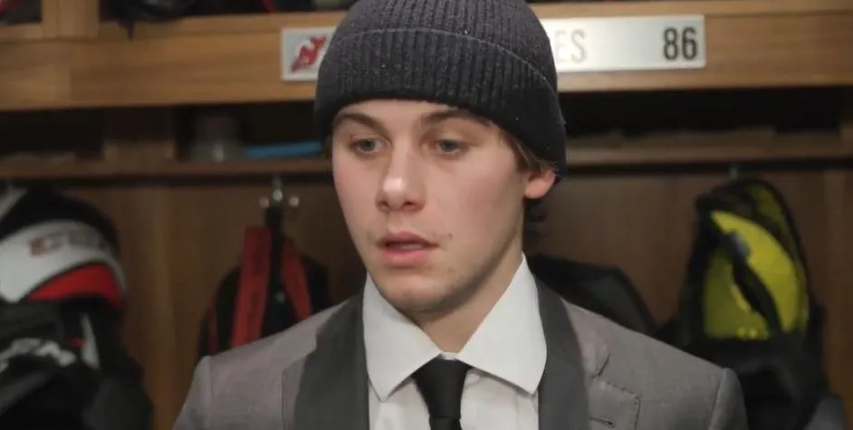 New Jersey Devils Jack Hughes in an interview