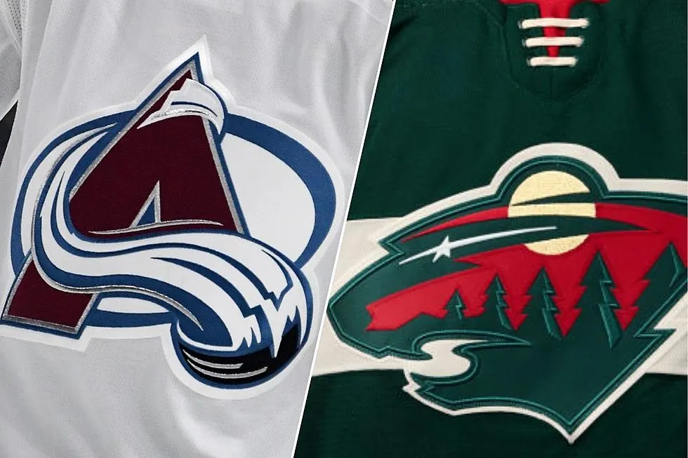 Colorado Avalanche and Minnesota Wild jerseys