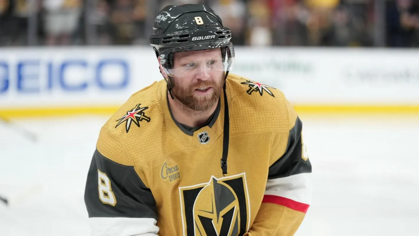 Former Golden Knight Phil Kessel stickhandling during warmups.