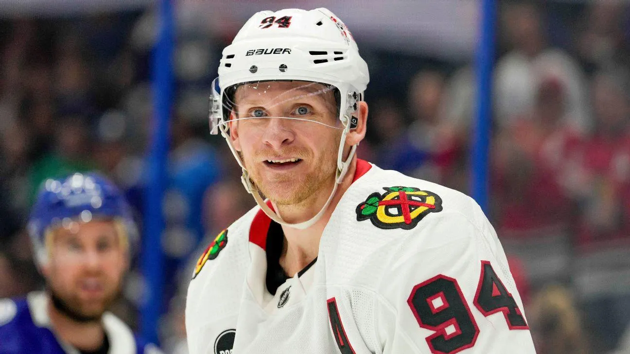 Corey Perry smiling during an away game in Tampa Bay against the Lightning in the NHL.