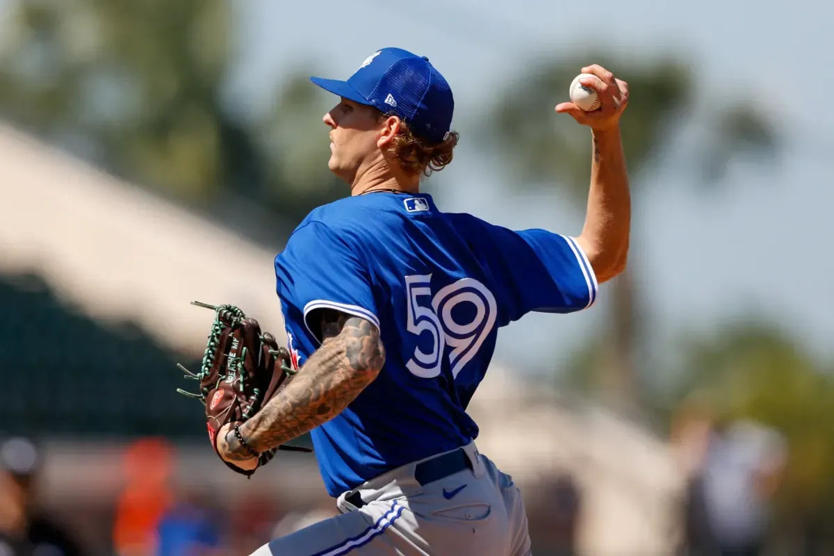 Toronto Blue Jays Bowden Francis Warming up before Twins Games.
