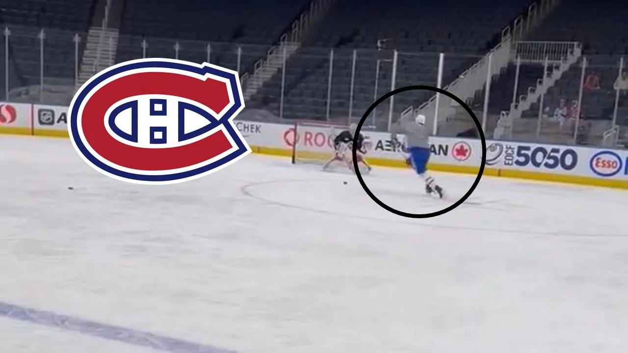 Kirby Dach à l'entraînement du Canadien de Montréal