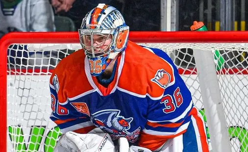 Jack Campbell stares at the opposition as he gets into game mode
