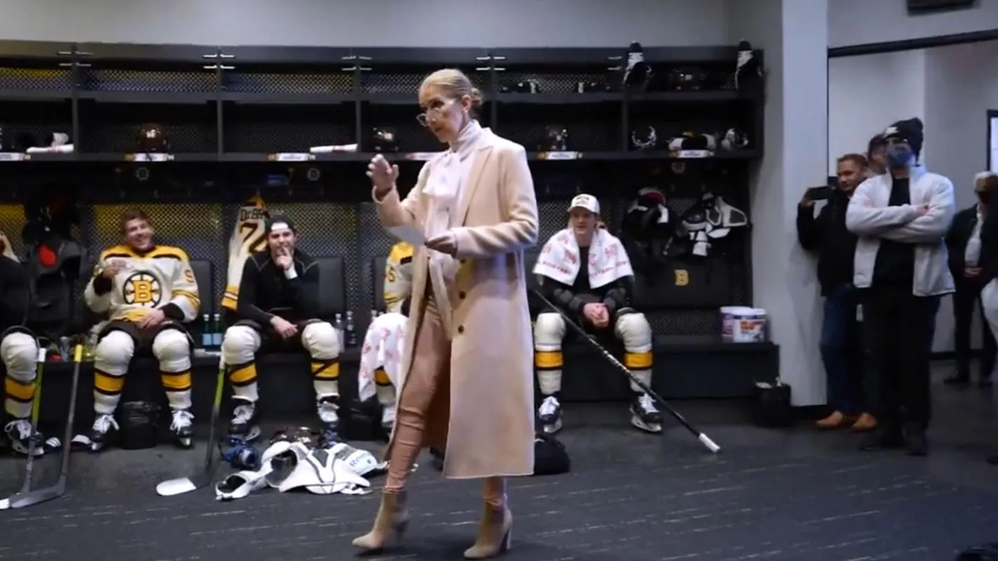 Céline Dion dans le vestiaire du Canadien de Montréal