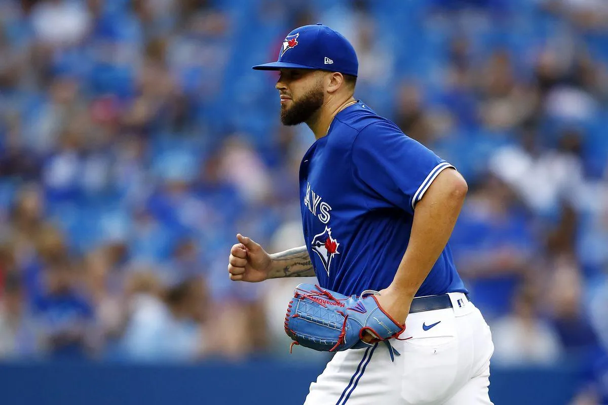 Alek Manoah in a game for the Blue jays