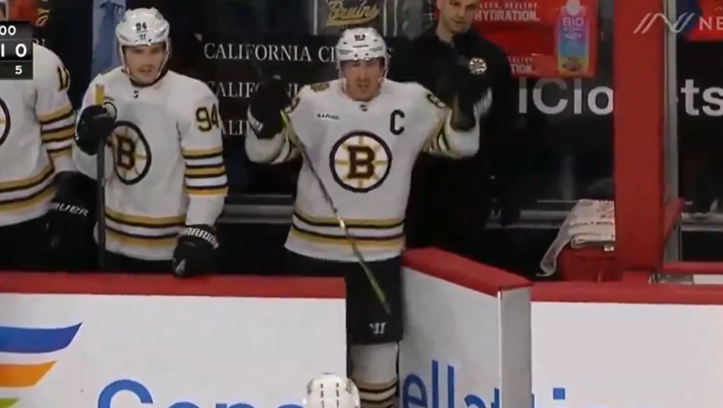 Brad Marchand of the Boston Bruins gets an unsportsmanlike call