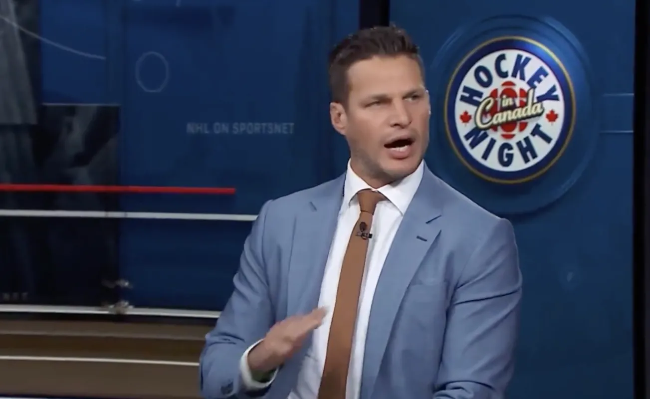 Kevin Bieksa during Hockey Night in Canada intermission panel.