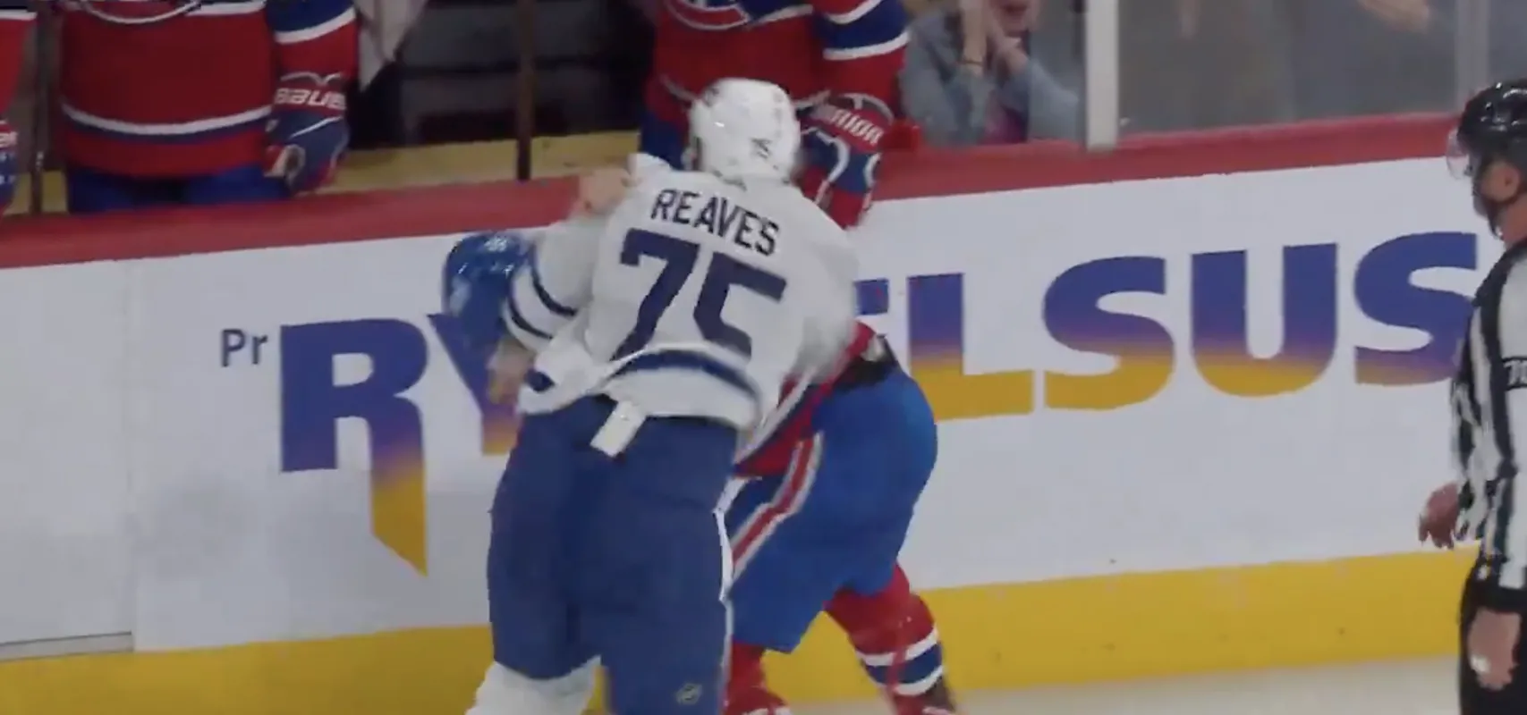 Photo of Ryan Reaves punching Michael Pezzetta
