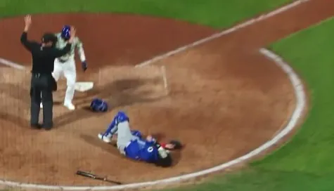 Bisons catcher takes bat to the head #bluejays #mlb