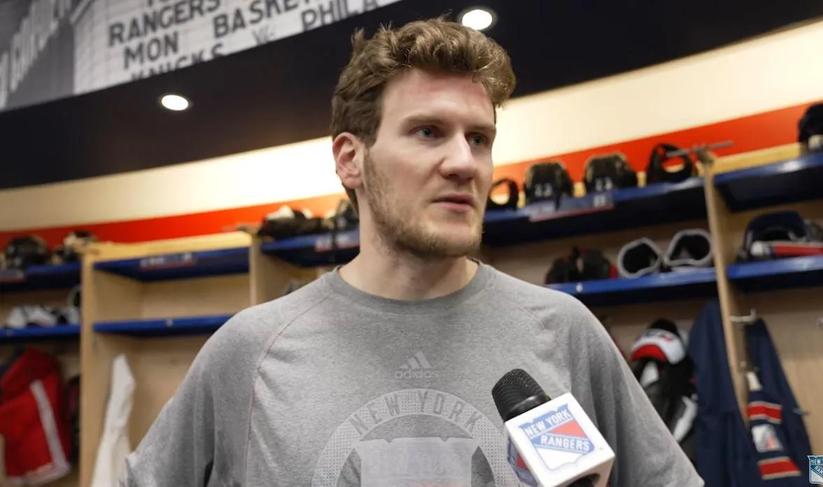 New York Rangers' Adam Fox in a press conference.