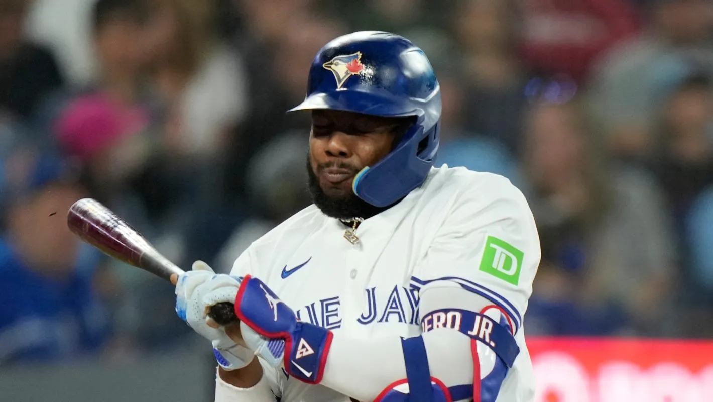 Vladimir Guerrero hit by pitch #mlb #bluejays