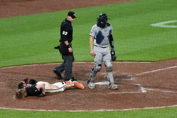 Kjerstad hit by pitch #orioles #MLB