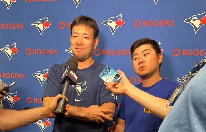 Kikuchi during interview #bluejays #mlb