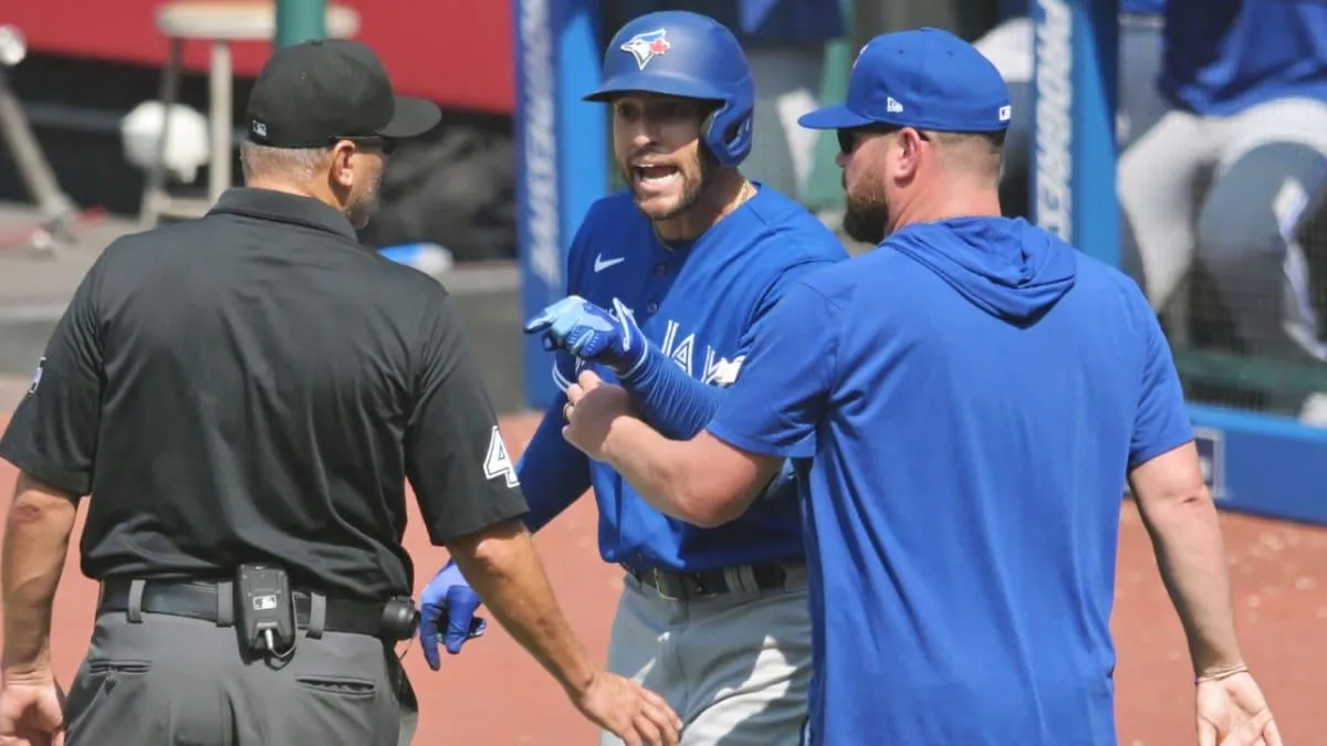Springer argues with umpire #bluejays #mlb