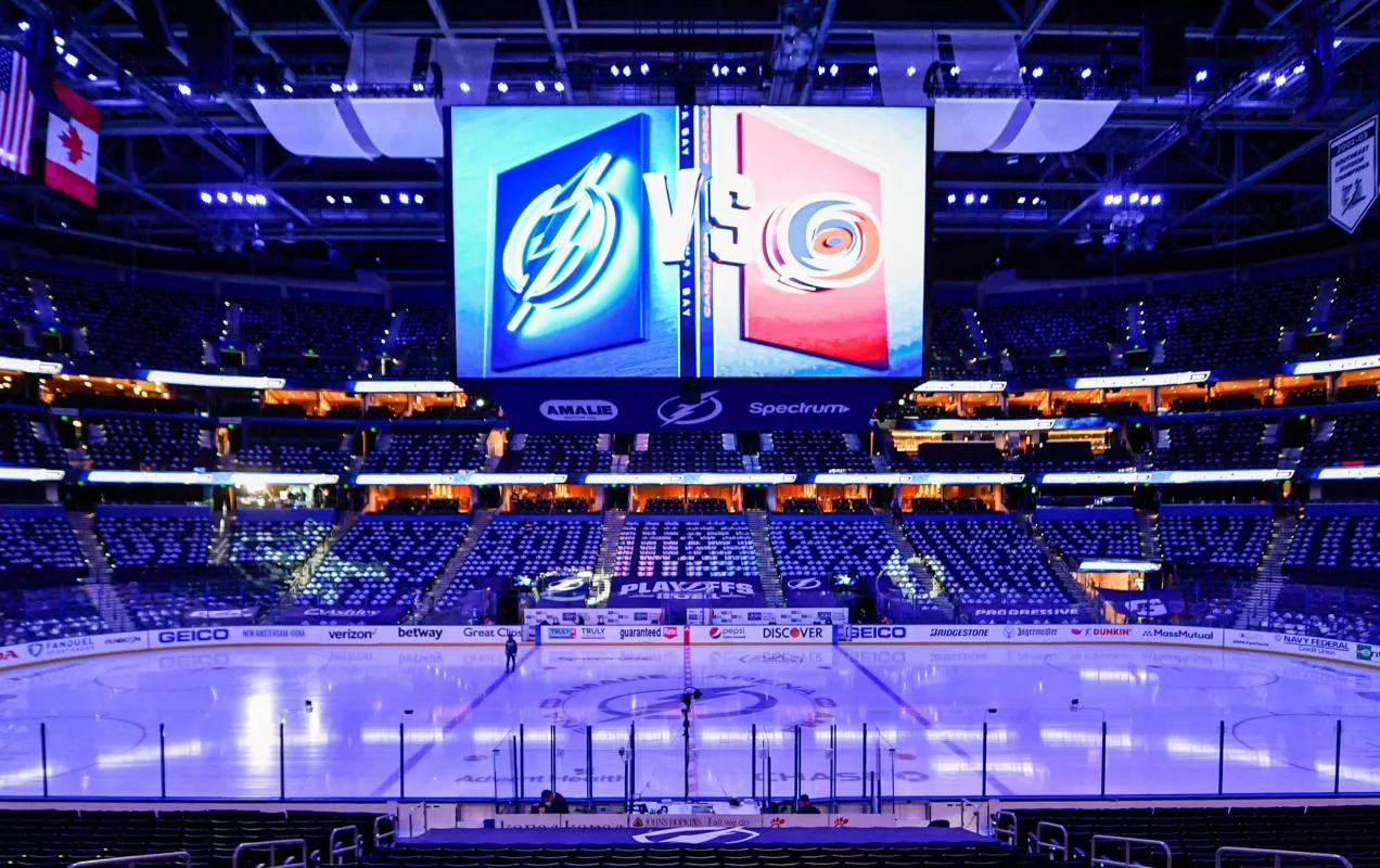 The Amalie Arena, home of the Tampa Bay Lightning ahead of a game against the Carolina Hurricanes.