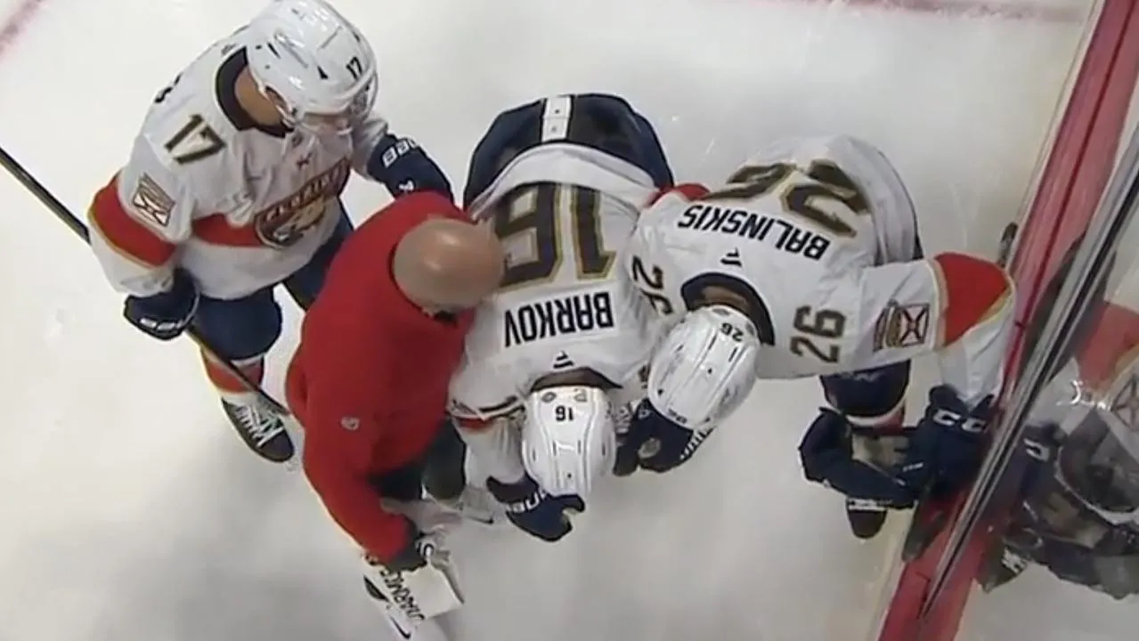 Aleksander Barkov goes down with injury.