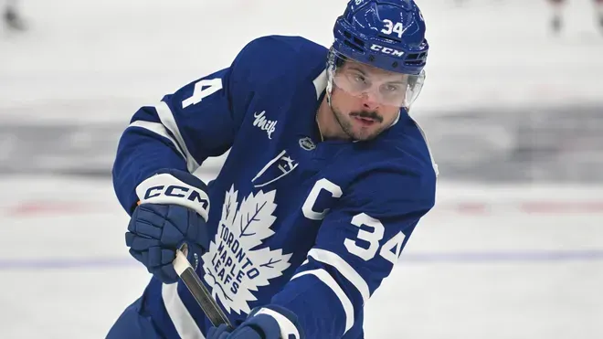 Toronto Maple Leafs captain Auston Matthews takes a shot on net