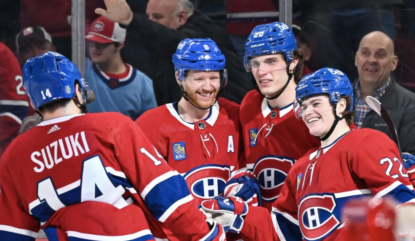 Nick Suzuki, Mike Matheson, Juraj Slafkovsky, Cole Caufield