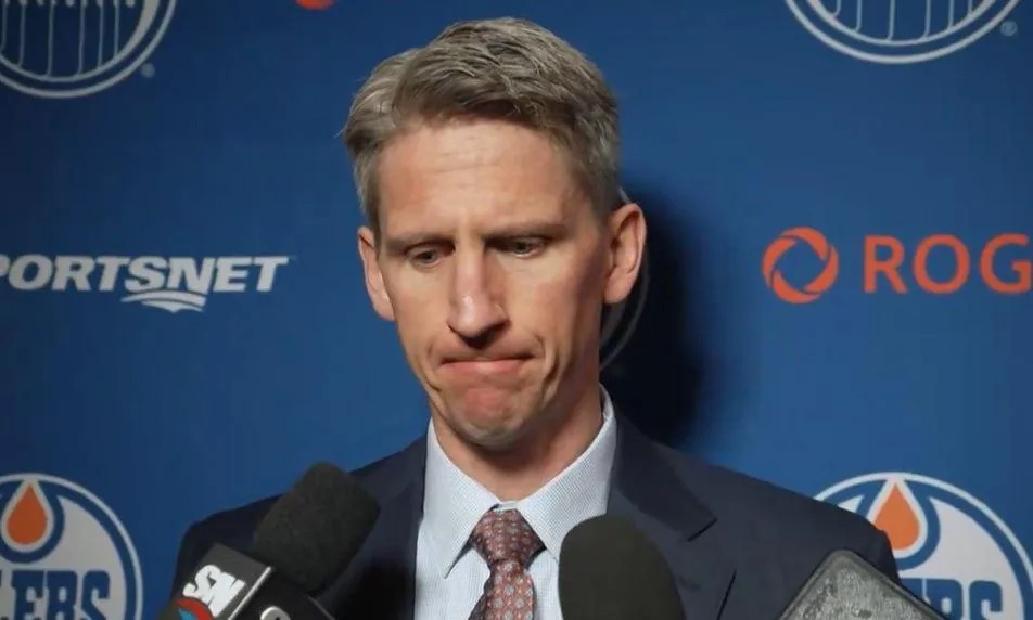 Edmonton Oilers head coach Kris Knoblauch in a press conference.
