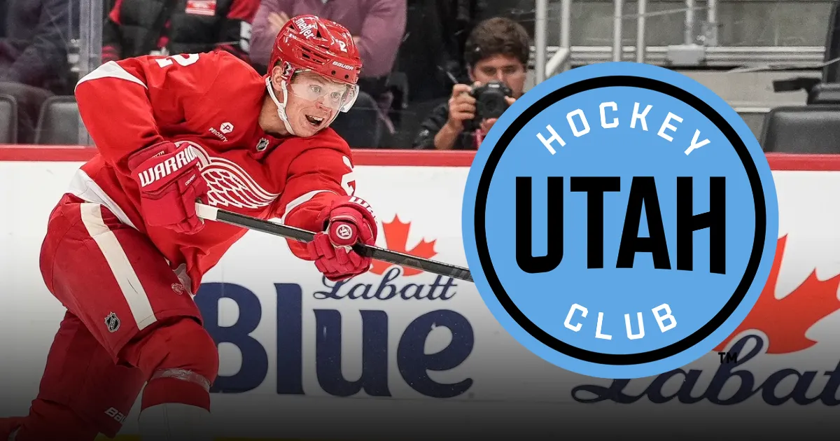 Utah Hockey Club defenseman Olli Maatta in a Detroit Red Wings jersey