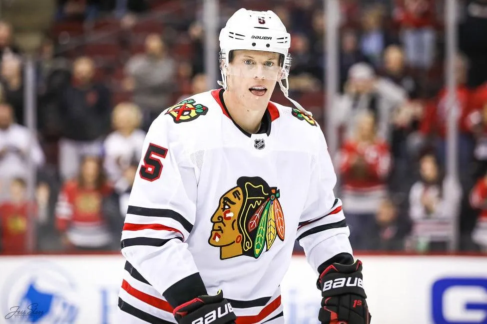 Connor Murphy of the Chicago Blackhawks during a game