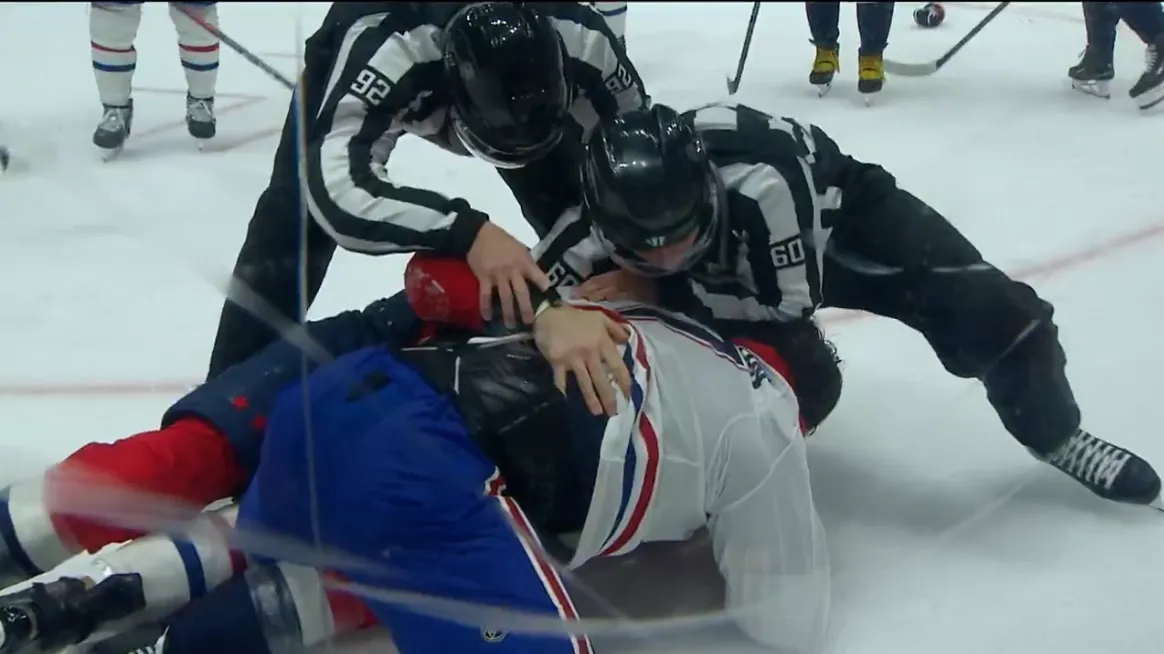 Josh Anderson takes down Washington's Tom Wilson.