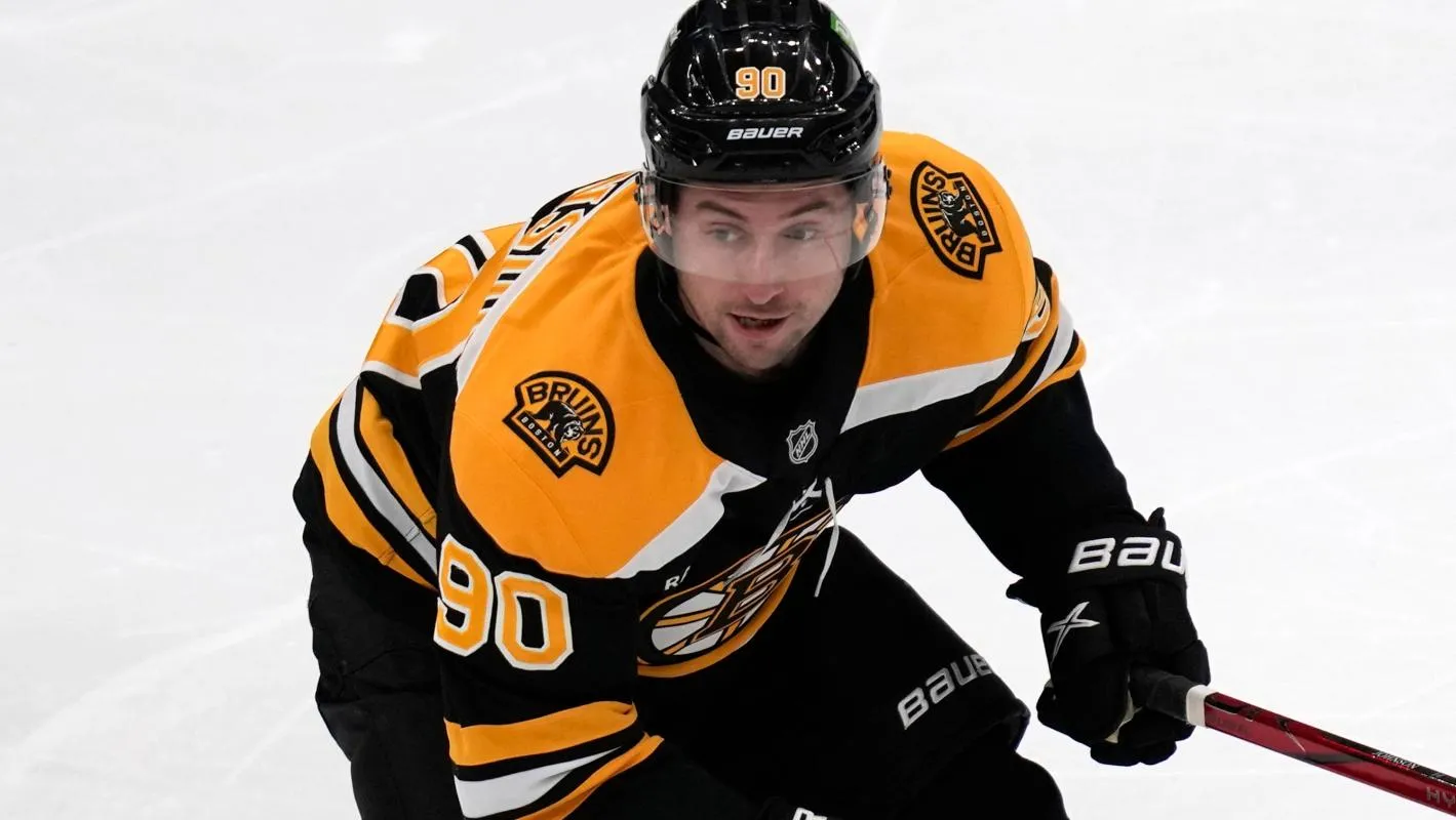 Tyler Johnson with the Boston Bruins in the pre-season.