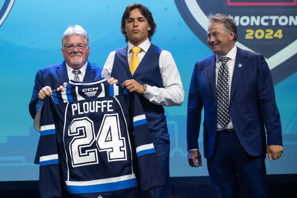 QMJHL prospect forward Jayden Plouffe being selected in the 2024 QMJHL draft