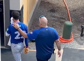 Blue Jays Ernie Clement leaves the game after being hit by a pitch to the face against the Tigers #bluejays #mlb