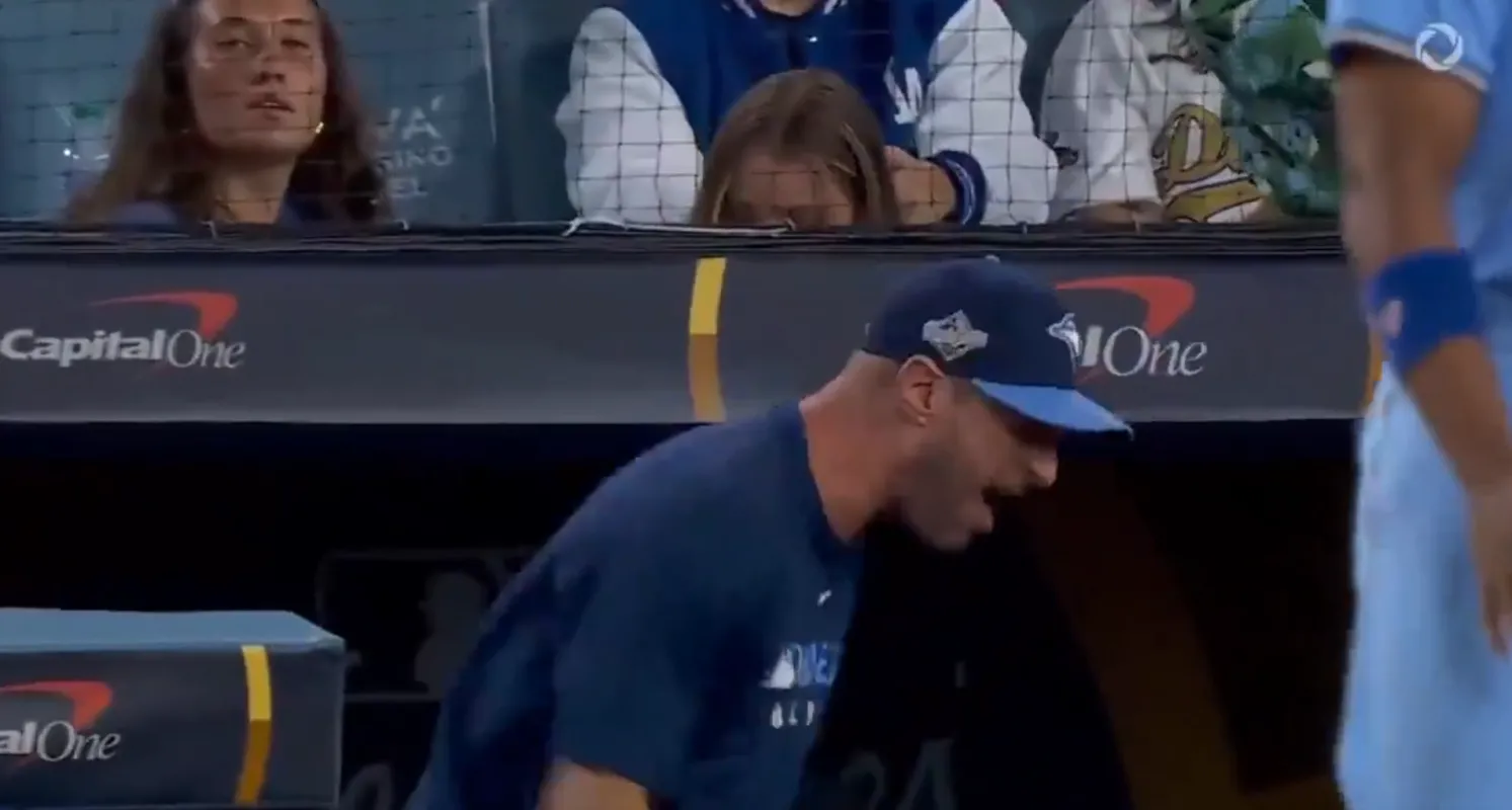 Blue Jays pitcher Max Scherzer goes crazy in the dugout after double play in game 5 #bluejays #mlb