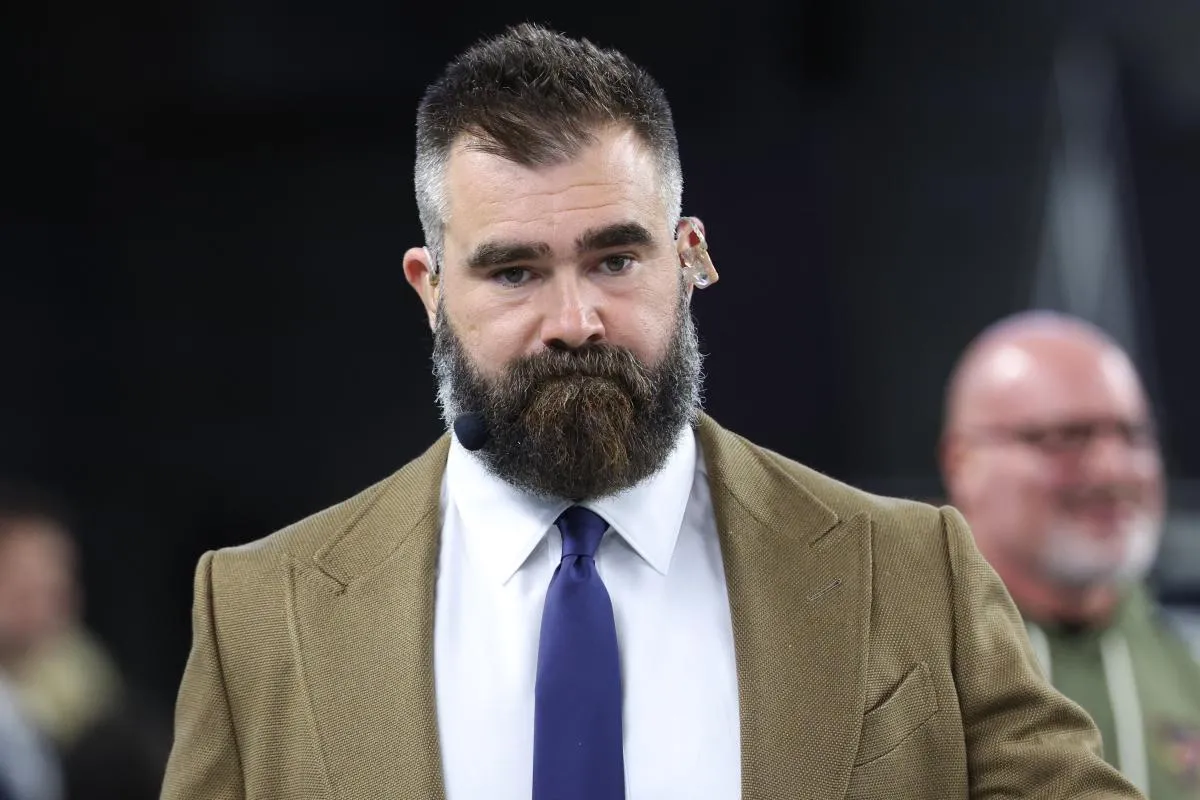 Jason Kelce looks on before the game between the Dallas Cowboys and the Arizona Cardinals at ATT Stadium.