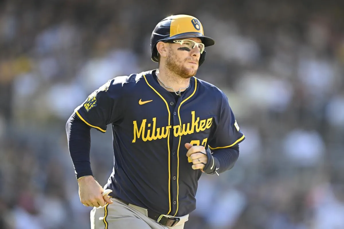 Milwaukee Brewers catcher Danny Jansen (33) rounds the bases after hitting a solo home run during the ninth inning against the San Diego Padres at Petco Park.