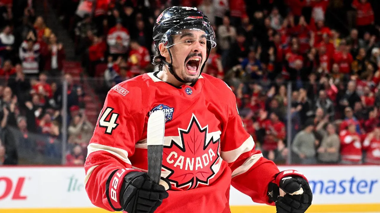 Seth Jarvis at the Four Nations Face Off.