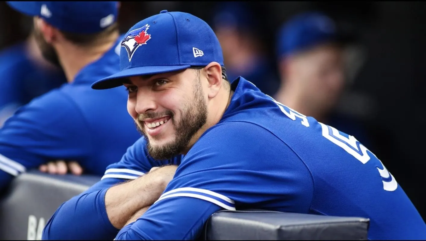 Toronto Blue Jays pitcher Tayler Saucedo (54) at Yankee Stadium.