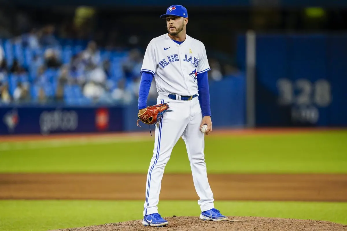 Toronto Blue Jays relief pitcher Tayler Saucedo (54) sets to pitch against the Baltimore Orioles during the sixth inning at Rogers Centre.