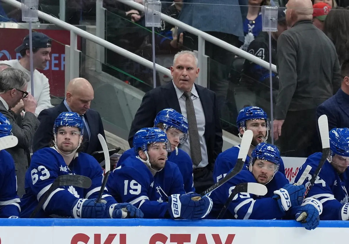Toronto Maple Leafs head coach Craig Berube watches play against the New Jersey Devils during the third period at Scotiabank Arena.