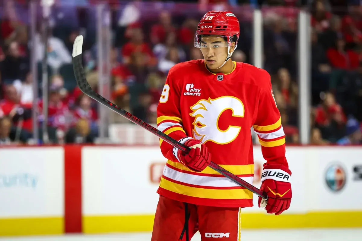 Zayne Parekh with the Calgary Flames.
