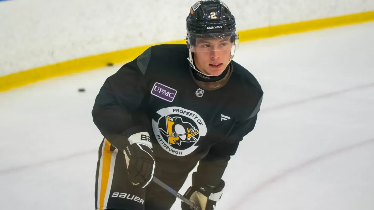 Pittsburgh Penguins' Rutger McGroarty during practice
