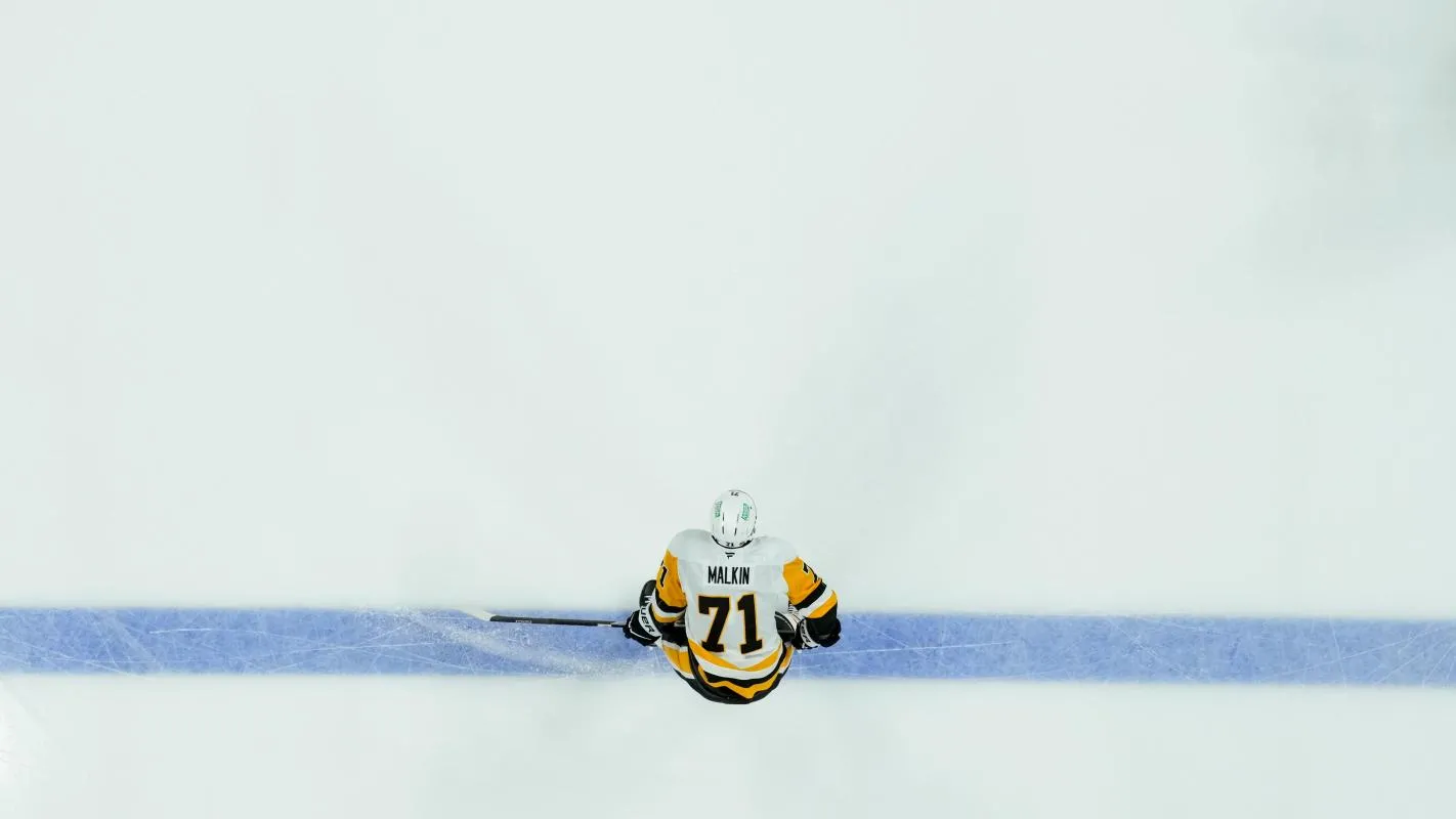 Pittsburgh Penguins center Evgeni Malkin (71) stretches during warmups before the game against the Columbus Blue Jackets at Nationwide Arena.