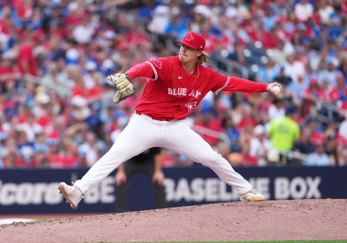 Toronto Blue Jays relief pitcher Justin Bruihl (58) throws a pitch against the New York Yankees during the seventh inning at Rogers Centre.