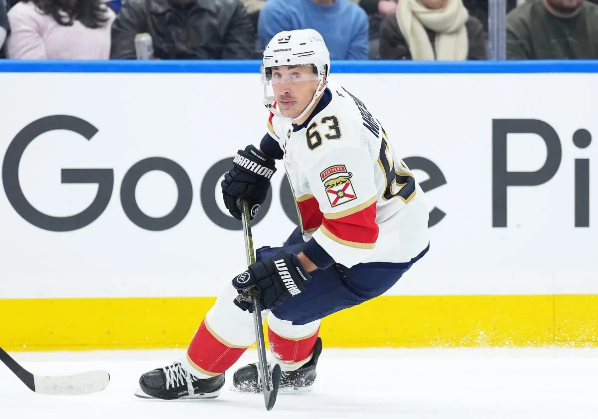Florida Panthers left wing Brad Marchand (63) skates against the Toronto Maple Leafs during the second period at Scotiabank Arena.
