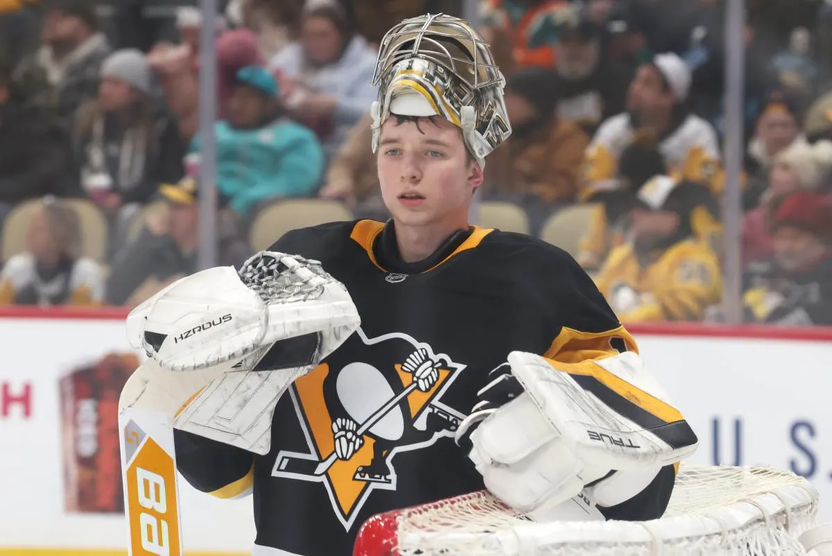 Pittsburgh Penguins goalie Sergei Murashov (1) looks on against the Utah Mammoth during the second period at PPG Paints Arena.
