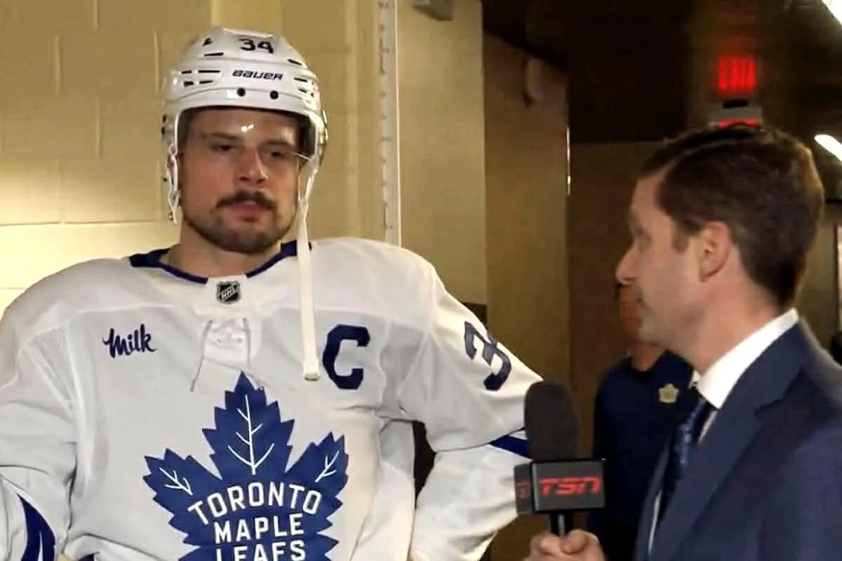 Toronto Maple Leafs forward Auston Matthews speak to TSN reporter Mark Masters ahead of the Leafs match against the Vegas Golden Knights (1/15/26)