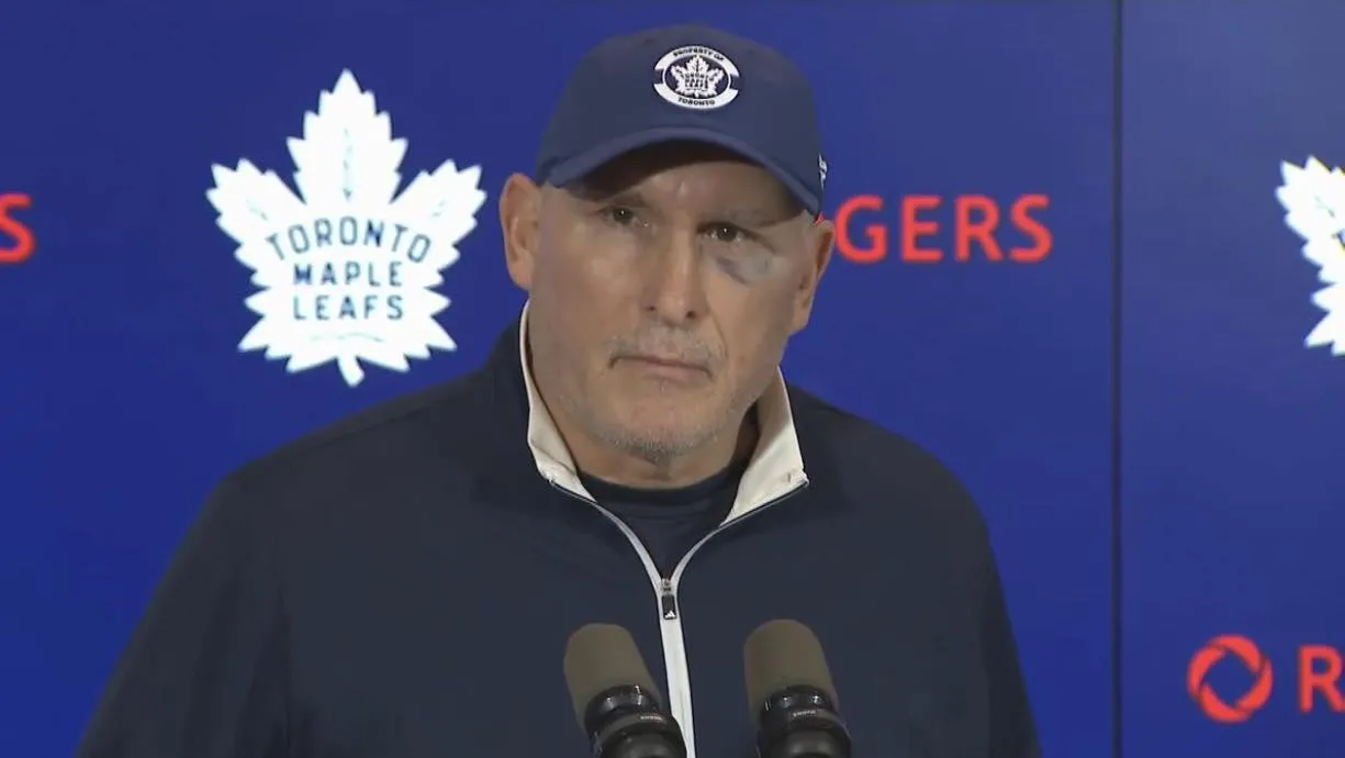 Toronto Maple Leafs head coach Craig Berube addresses the media ahead of Friday's game vs. Vegas