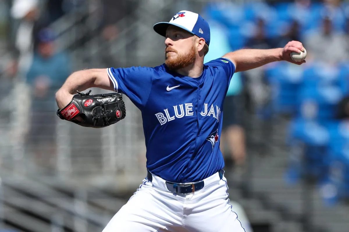 Toronto Blue Jays pitcher Richard Lovelady (68) throws a pitch against the Philadelphia Phillies in the eighth inning during spring training at TD Ballpark