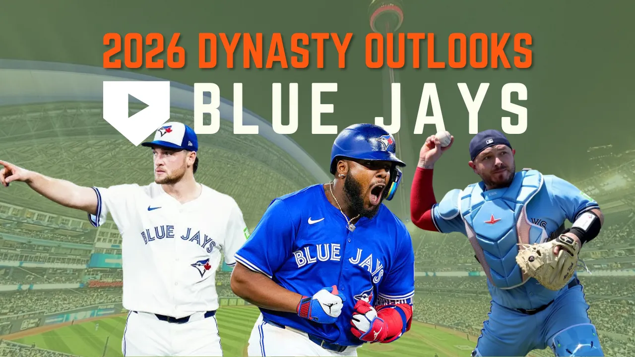 A composite of Trey Yesavage, Vladimir Guerrero Jr., and Alejandro Kirk.