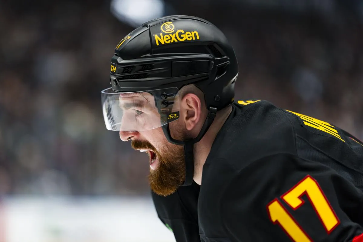 Vancouver Canucks defenseman Filip Hronek (17) reacts during a stop in play against the Washington Capitals in the second period at Rogers Arena.