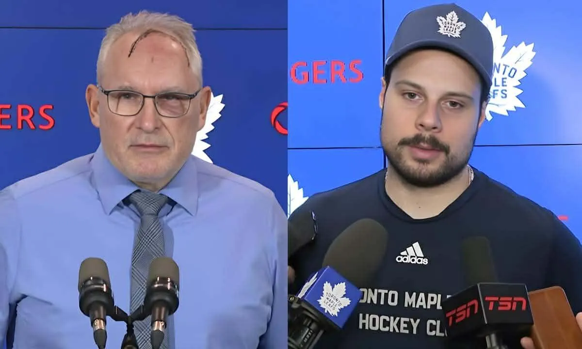 Toronto Maple Leafs head coach Craig Berube (left) and Toronto Maple Leafs captain Auston Matthews (right)